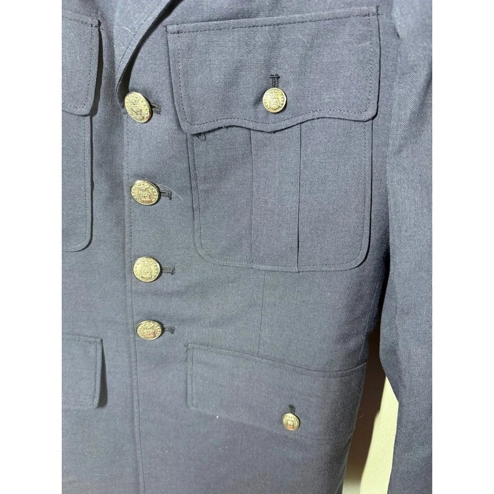 US Air Force Mens Wool Blend Military Uniform Jacket 37R Blue Service Dress Coat